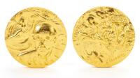 Pair of Festival International DE Paris du Film Fantastique et de Science Fiction Paris, 1981, George M&Atilde;&copy;lies Gilt Bronze Medall
