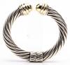 David Yurman Sterling Silver Cable Cuff Bracelet with 14K Yellow Gold Finnials