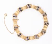 Ladies 14K Yellow Gold and 22 Sapphire Bracelet with Integrated Clasp in Superior Pre-Owned Condition
