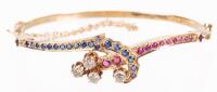Ladies Beautiful 14K Yellow Gold, Diamond, Ruby and Sapphire Bracelet Boasting .50 Carats in Diamonds.
