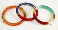 Ladies Jade Bracelets having Great Colors and One Bangle of Cloisonn&Atilde;&copy; and Carved Cinnabar