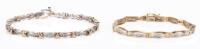 Ladies Pair of 10K Yellow and Gold Bracelets with Accent Diamonds.