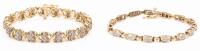 Ladies Pair of 10K Yellow Gold and White Diamond Link Bracelets that Deliver in Sparkle and Style.