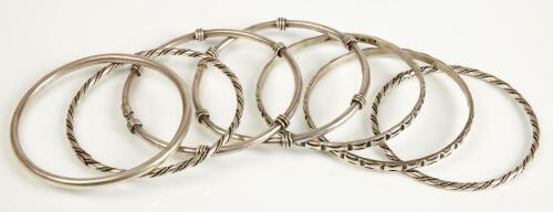 Ladies Sterling Silver Bangle Bracelets 7 Total