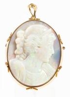 Stunning Opal Cameo of Exquisite Craftsmanship in Heavy 14K Yellow Gold Bezel. Can Be Worn as Pendant or Pin