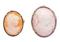 Two Lovely Vintage Cameo Pendants/Pins