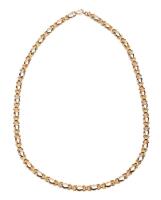 Ladies Beautiful 18K Tri-Color Gold "Love" Necklace. Charming Piece with Links of XOXOXOXO.