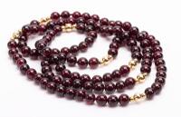 Ladies Beautiful Strand of Garnet Beads Accented 14K Yellow Beads