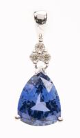 Ladies 14K White Gold and 1.25 Carat Tanzanite Pear Shaped Pendant with White Accent Diamonds.