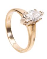 Ladies 14K Yellow Gold Marquis .80 Carat Diamond Solitaire J Color SI-2 with an Exceptional and Secure Mounting