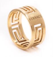 Ladies 18K Yellow Gold Band with Greek Key Cut Out Design by Versace.