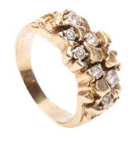 Ladies or Gents 14K Yellow Gold and Diamond Ring