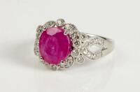 Ladies Platinum and 2.7 Carat Ruby and Diamond Dinner Ring