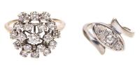 Two (2) Ladies Vintage Cocktail Rings with One a Fine Cluster Ring