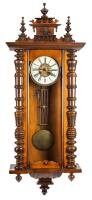 Large Antique German Wall Clock, Classic Styling With Bright Clock Face and Elaborate Cornice