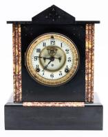 19th Century, Black Marble Mantle Clock with Italian Marble Accents. No Key, Pendulum Included and Unhooked from Clockworks and
