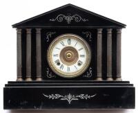 A Treasure Waiting. Large Ansonia Clock Co Black Marble Mantle Clock Prime for Restoration.