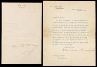 Roosevelt, Theodore: Typed Letter Signed as President on White House Stationery and William McKinley on Canton, Ohio Letterhead