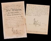 Kaiser Wilhelm II: Last Kaiser of Germany. Two Manuscript Documents Signed Boasting His Magnificent Signature.