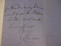 Lanseer, Sir Edwin Henry: Painter in Ordinary to Queen Victoria, ALS Referencing Her Majesty
