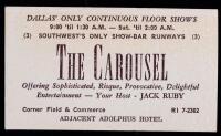 Vintage Business Card from Jack Ruby's Notorious Carousel Club