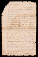[Shays' Rebellion] Elijah Day -- One of the Leaders of the Rebellion Writes to a Col. in the Mass. Militia Who is Part of Suppre