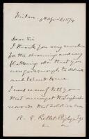 (British Military History) Wolseley, Garnet, Viscount Wolseley ALS Referencing Service in the Coornassie Campaign in Africa
