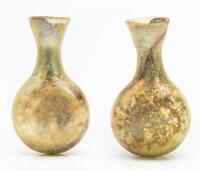 Incredible Lathe-Cut 2 Sided Glass Flask. Byzantine Period, ca. 9th Century