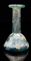Heavy Blown Glass Unguentarium of Greenish Glass with Moderate Iridescence