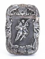 Dramatic Sterling Silver Artistry in this Late Victorian Match Safe of Mythological Figures at Center and all Borders.