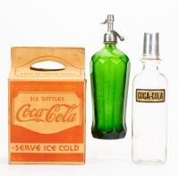 Three (3) Highly Collectible Antique/Vintage Coca-Cola Treasures: ca. 1910 Green Seltzer Bottle, ca. 1910 Coca-Cola Syrup Bottle
