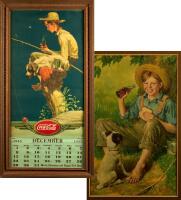 Norman Rockwell and The Coca-Cola Bottling Co., Vintage Original Calendars: "Barefood Boy" 1931 and "Gone Fishing" 1935