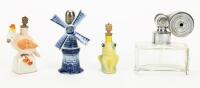 Marcel Franck Atomizer with Baccarat Crystal Bottle and Three Figured Perfume Bottles