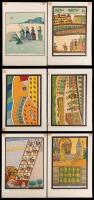 Shalom Moskovitz: Published Under Shalom of Safed. Six (6) Vintage Lithographs of Biblical Stories