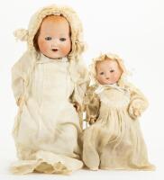Two Superb Armand Marseille Bisque Baby Dolls in Original Christening Gowns