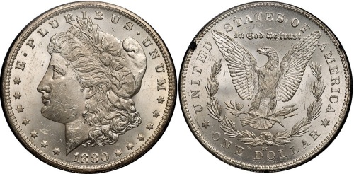 1880/79-CC. Reverse of 1878. Vam 4. GSA Hoard.. NGC graded MS63