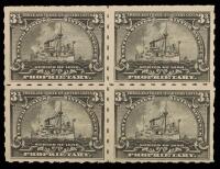 Proprietary, 1898, 3<$E3/4>&Acirc;&cent; olive gray, hyphen-hole perf, Block-of-4
