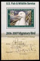 Hunting Permit, 2006, $15 Ross's Goose, souvenir sheet