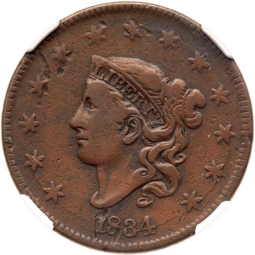1834 Coronet Head 1C