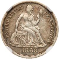 1868 Liberty Seated 10C NGC EF40