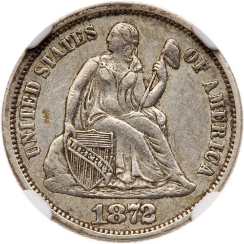 1872 Liberty Seated 10C NGC EF45