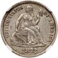 1872 Liberty Seated 10C NGC EF45