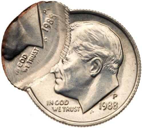 1988-P Roosevelt Mint ERROR. Complete 2nd struck 70% off-center