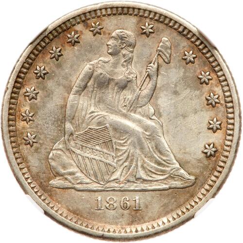 1861 Liberty Seated 25C