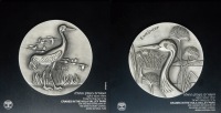 "Cranes in the Hula Valley Park," Pair of Medallic Wall Plaques