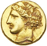 Sicily, Siculo-Punic Coinage, c. 264-241 BC. Gold 1 1/2 Shekels (or Attic Tridrachm; 12.53 g) minted at Carthage