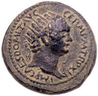 Judaea Capta. Domitian, AD 81-96. AE 28 minted at Caesarea, AD 92