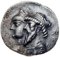Elymaian Kingdom. Kamnaskires III, with Anzaze. Silver Tetradrachm (16.10 g), ca. 82/1-73/2 BC