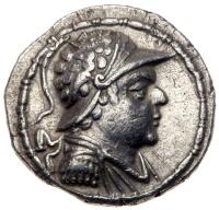 Baktrian Kingdom. Heliokles I. Silver Drachcm (3.55 g), ca. 145-130 BC