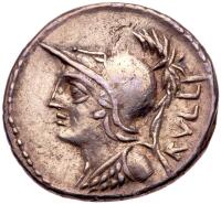 P. Servilius M.f. Rullus, moneyer. AR Denarius minted at Rome, c. 100 BC